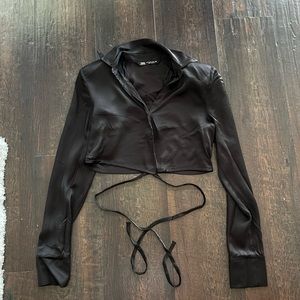Zara Button Up Strappy Crop Top with Shoulder Pads Size XS